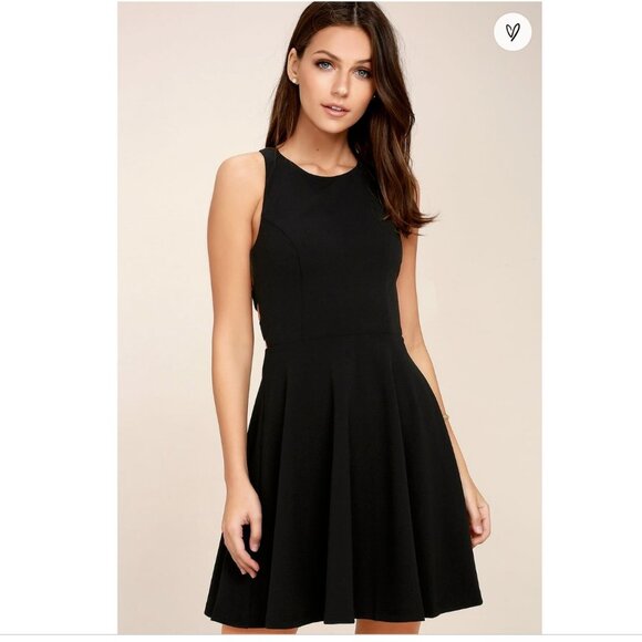 Lulu's Navy Blue Ribcage Style Back Mini Skater Dress - Size: S - Picture 2 of 12